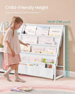 Kids Bookshelf – Engineered Wood – White – Toy Organizer with Side Pocket
