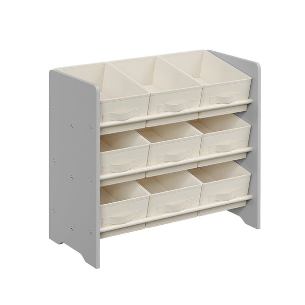 Kids Toy Organizer – Non-Woven Fabric – Dove Grey – 9 Spacious Storage Boxes