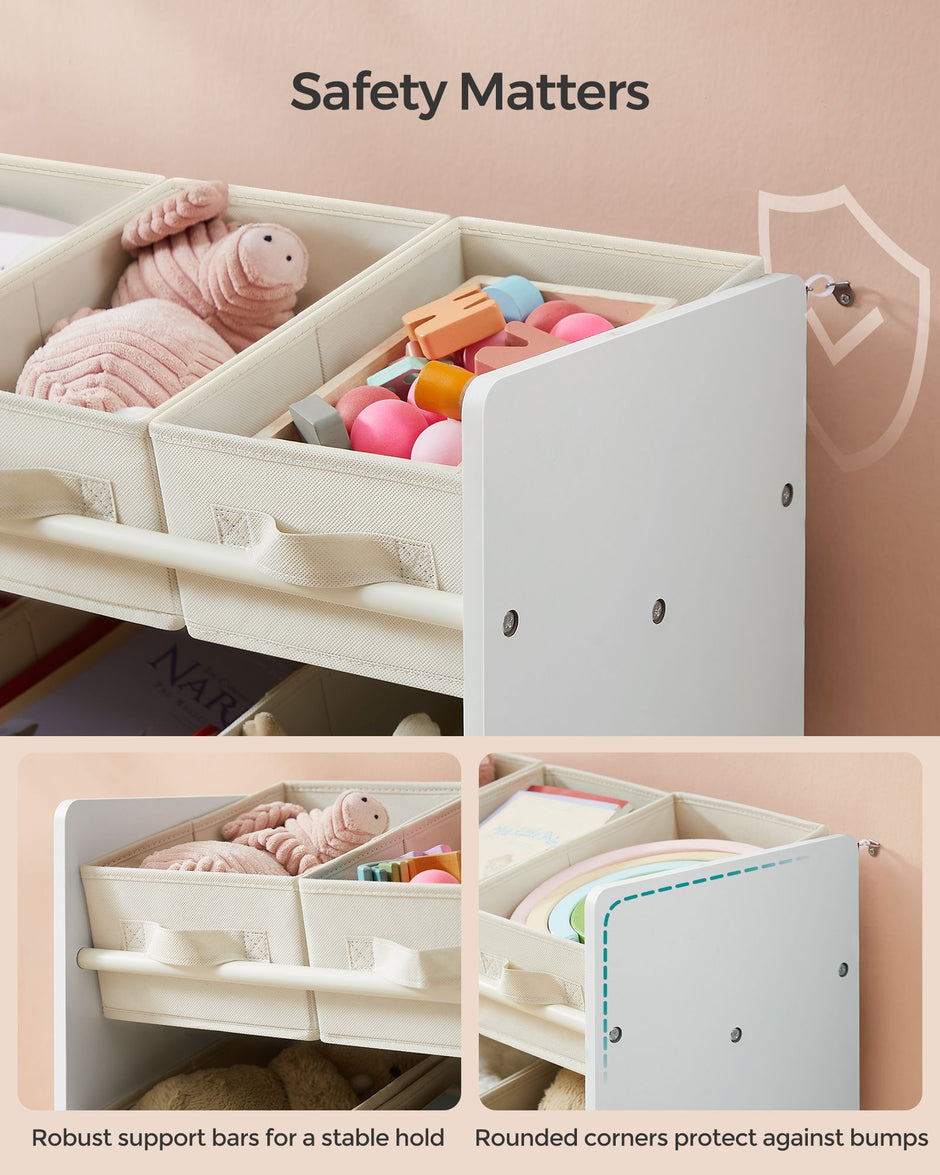 Kids Toy Organiser – Non-Woven Fabric – Cloud White – 9 Spacious Boxes