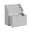 Multipurpose Bookshelf – MDF – Dove Grey – Storage Box with Wheels and 3 Shelves