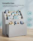 Multipurpose Bookshelf – MDF – Dove Grey – Storage Box with Wheels and 3 Shelves