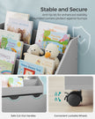Multipurpose Bookshelf – MDF – Dove Grey – Storage Box with Wheels and 3 Shelves