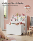 Kids Bookshelf and Toy Organiser – Engineered Wood – Cloud White – Multipurpose with Wheels and 3 Shelves