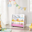 Movable Bookcase – Wood – White – Includes Chalkboard and Wheels for Kids