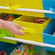 Toy Organizer – Wooden Frame – White – 9 Removable Non-Woven Fabric Bins and Bookshelf for Kid's Storage