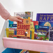 Book Storage Shelf – Wood – White – 3-Tier with Fabric Containers