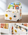 Toy Organiser – Wood – White – Mobile with Removable Storage Box and 3 Shelves