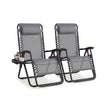 Folding Zero Gravity Reclining Chairs - 2 Chairs - PP Plastic, Steel - Adjustable Headrest, Tray