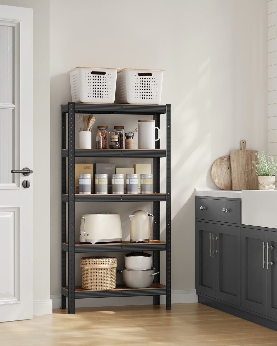 Storage Shelf – Reinforced Steel – Silver – 5-Tier Adjustable Design, Max Load 875 kg (175 kg per Tier), Set of 2