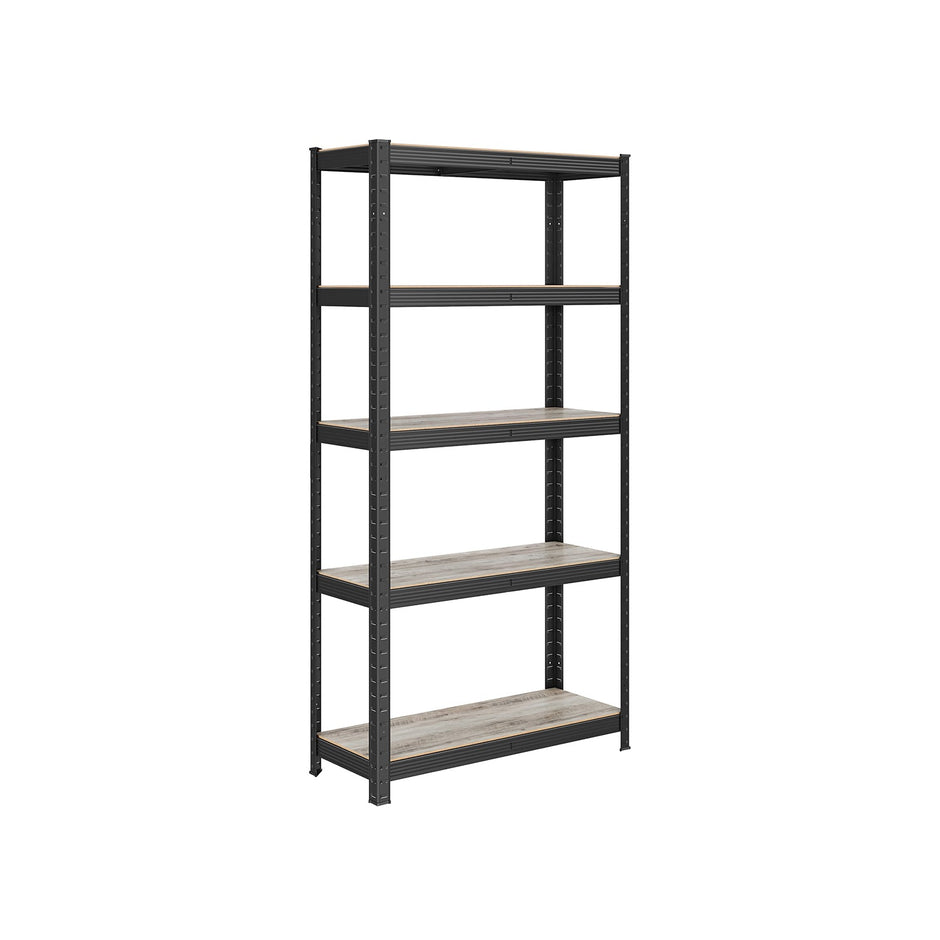 5-Tier Shelving Unit – Reinforced Steel – Greige and Black – Adjustable Shelves, Max Load 650 kg