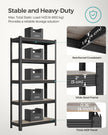 5-Tier Shelving Unit – Reinforced Steel – Greige and Black – Adjustable Shelves, Max Load 650 kg