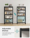 5-Tier Shelving Unit – Reinforced Steel – Greige and Black – Adjustable Shelves, Max Load 650 kg
