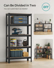 5-Tier Shelving Unit – Reinforced Steel – Greige and Black – Adjustable Shelves, Max Load 650 kg