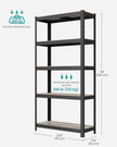 5-Tier Shelving Unit – Reinforced Steel – Greige and Black – Adjustable Shelves, Max Load 650 kg