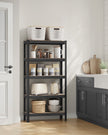 5-Tier Shelving Unit – Reinforced Steel – Greige and Black – Adjustable Shelves, Max Load 650 kg