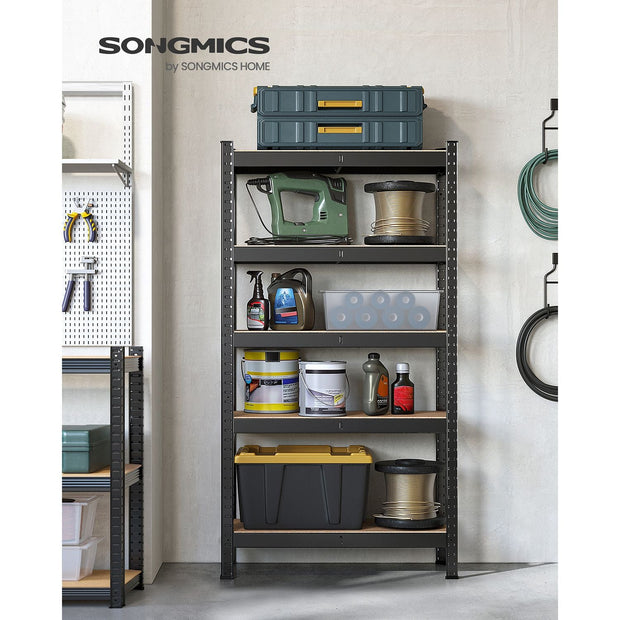 5-Tier Shelving Unit – Reinforced Steel – Black – 650 kg Maximum Load