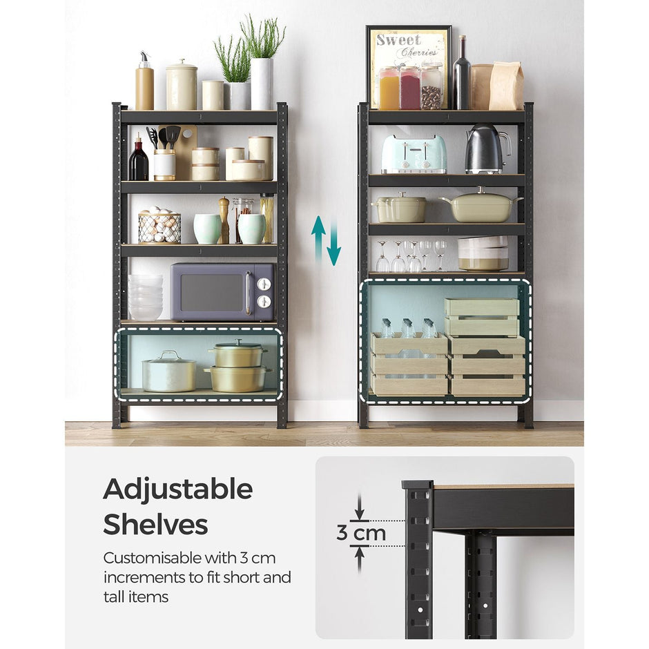 5-Tier Shelving Unit – Reinforced Steel – Black – 650 kg Maximum Load
