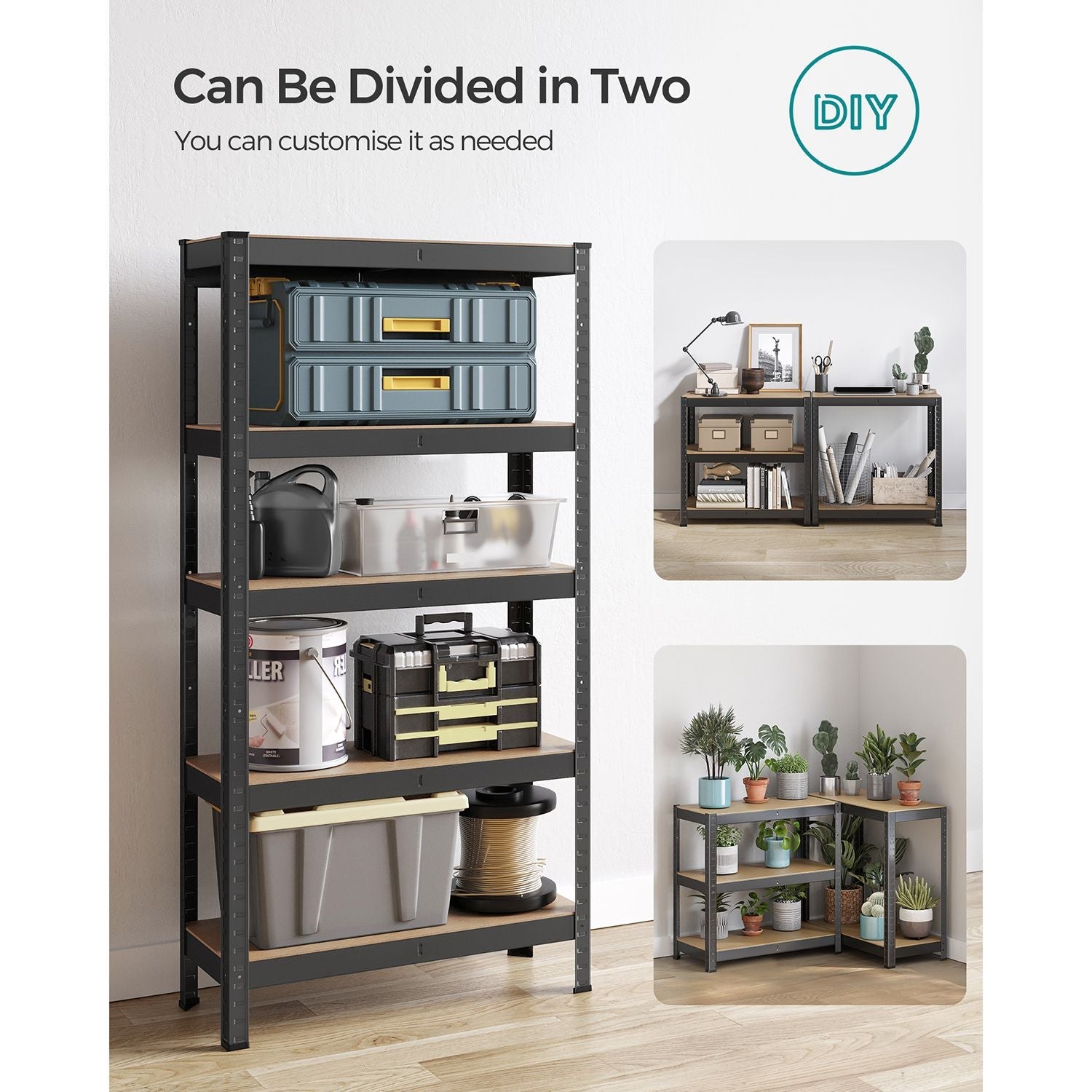 5-Tier Shelving Unit – Reinforced Steel – Black – 650 kg Maximum Load