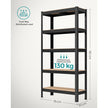 5-Tier Shelving Unit – Reinforced Steel – Black – 650 kg Maximum Load