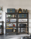 Set of 2 Shelving Units – Reinforced Steel – Silver – 5-Tier Adjustable Shelves