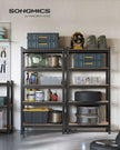 Set of 2 Shelving Units – Reinforced Steel – Silver – 5-Tier Adjustable Shelves