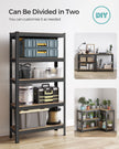 Set of 2 Shelving Units – Reinforced Steel – Silver – 5-Tier Adjustable Shelves