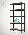Set of 2 Shelving Units – Reinforced Steel – Silver – 5-Tier Adjustable Shelves