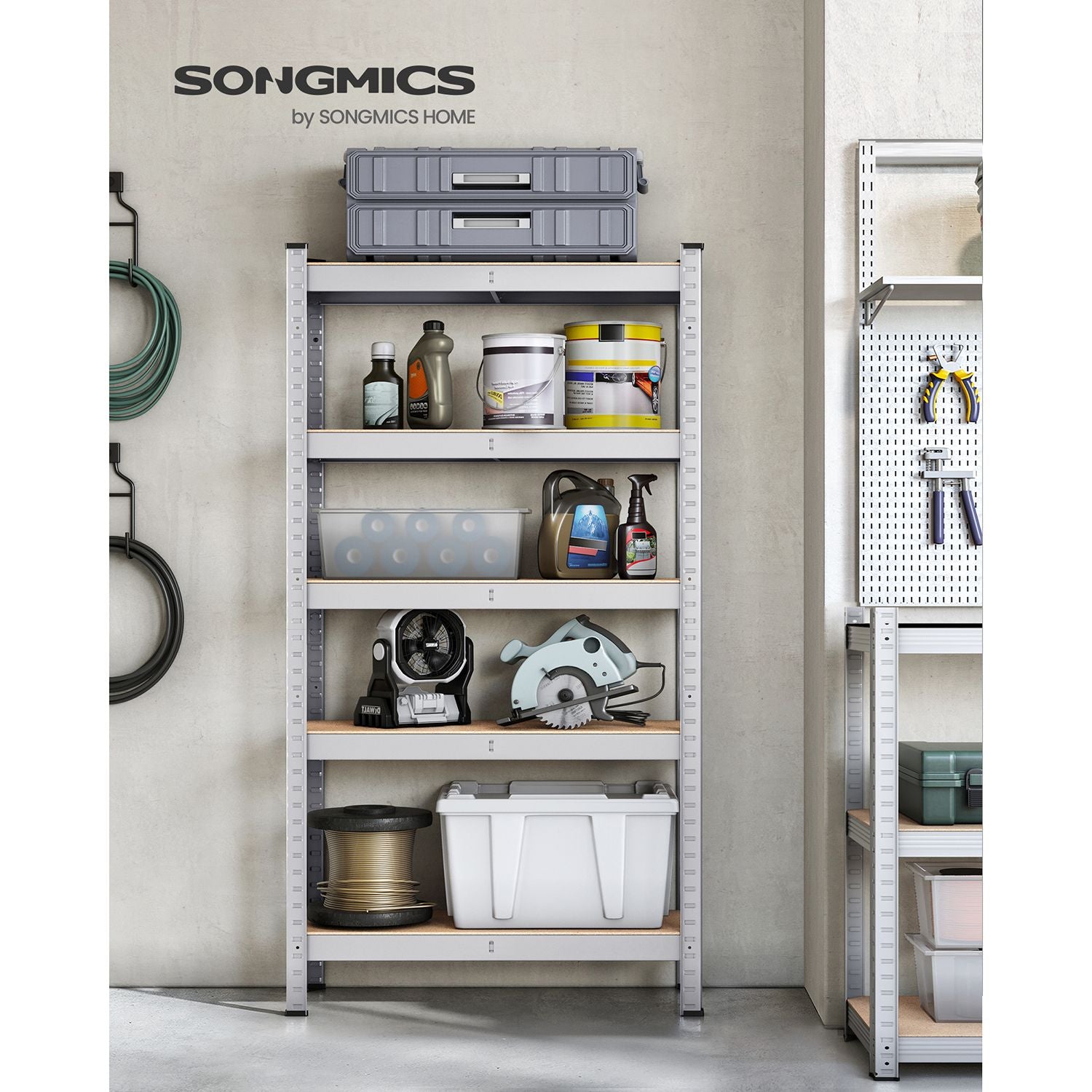 5-Tier Shelving Unit – Reinforced Steel – Silver – 875 kg Capacity