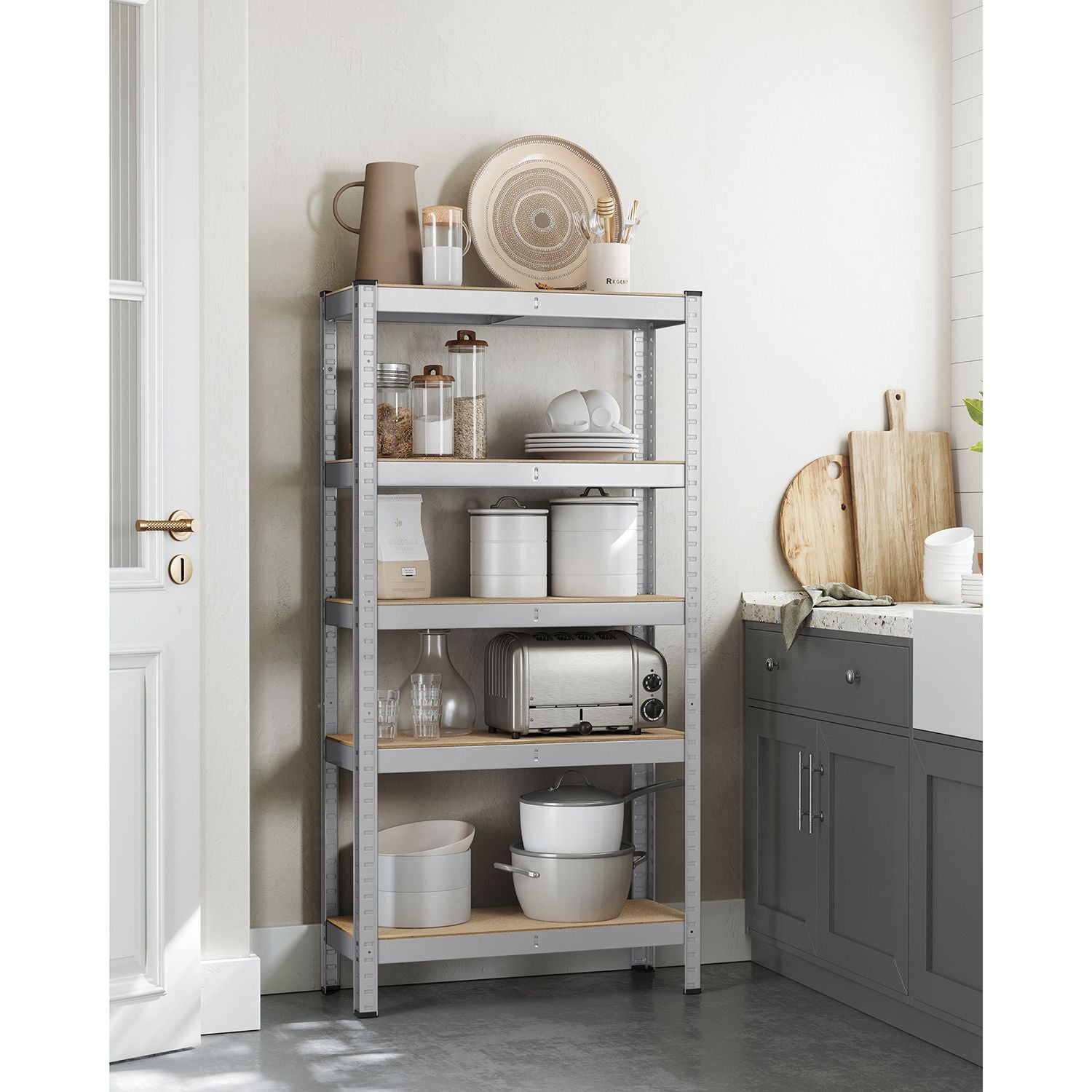 5-Tier Shelving Unit – Reinforced Steel – Silver – 875 kg Capacity