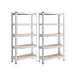 5-Tier Shelving Unit – Reinforced Steel – Silver – Adjustable Shelves, Set of 2, Max. Load 875 kg