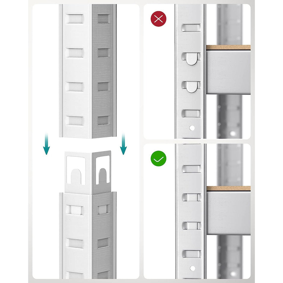 5-Tier Shelving Unit – Reinforced Steel – Silver – Adjustable Shelves, Set of 2, Max. Load 875 kg