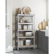 5-Tier Shelving Unit – Reinforced Steel – Silver – Adjustable Shelves, Set of 2, Max. Load 875 kg