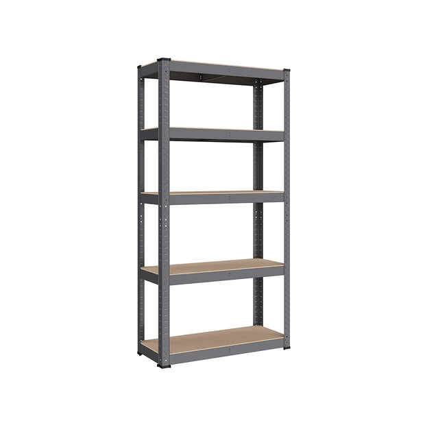 Storage Shelf – Reinforced Steel – Silver – 5-Tier Adjustable Design, Max Load 875 kg (175 kg per Tier), Set of 2
