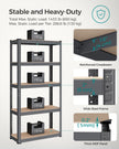 5-Tier Steel Shelving Unit – Reinforced Steel – Slate Grey – Adjustable Shelves, Max Load 875 kg