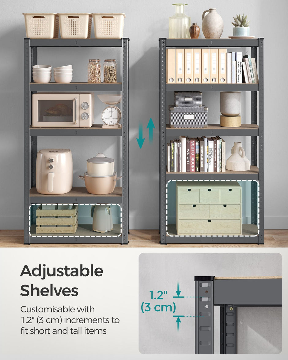 5-Tier Steel Shelving Unit – Reinforced Steel – Slate Grey – Adjustable Shelves, Max Load 875 kg