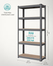 5-Tier Steel Shelving Unit – Reinforced Steel – Slate Grey – Adjustable Shelves, Max Load 875 kg