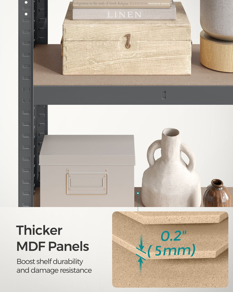 5-Tier Steel Shelving Unit – Reinforced Steel – Slate Grey – Adjustable Shelves, Max Load 875 kg