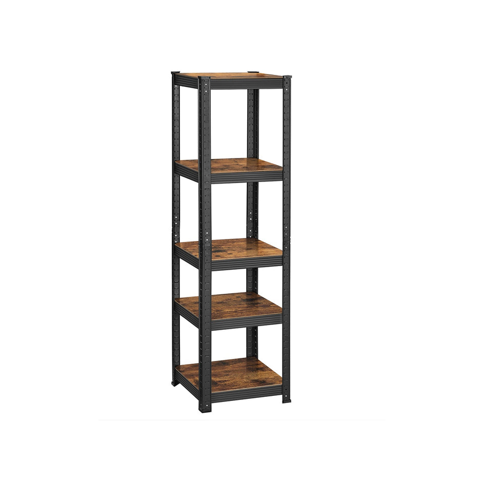 5-Tier Shelving Unit – Steel – Rustic Brown and Black – 400 kg Load Capacity