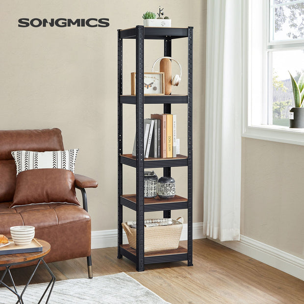 5-Tier Shelving Unit – Steel – Rustic Brown and Black – 400 kg Load Capacity