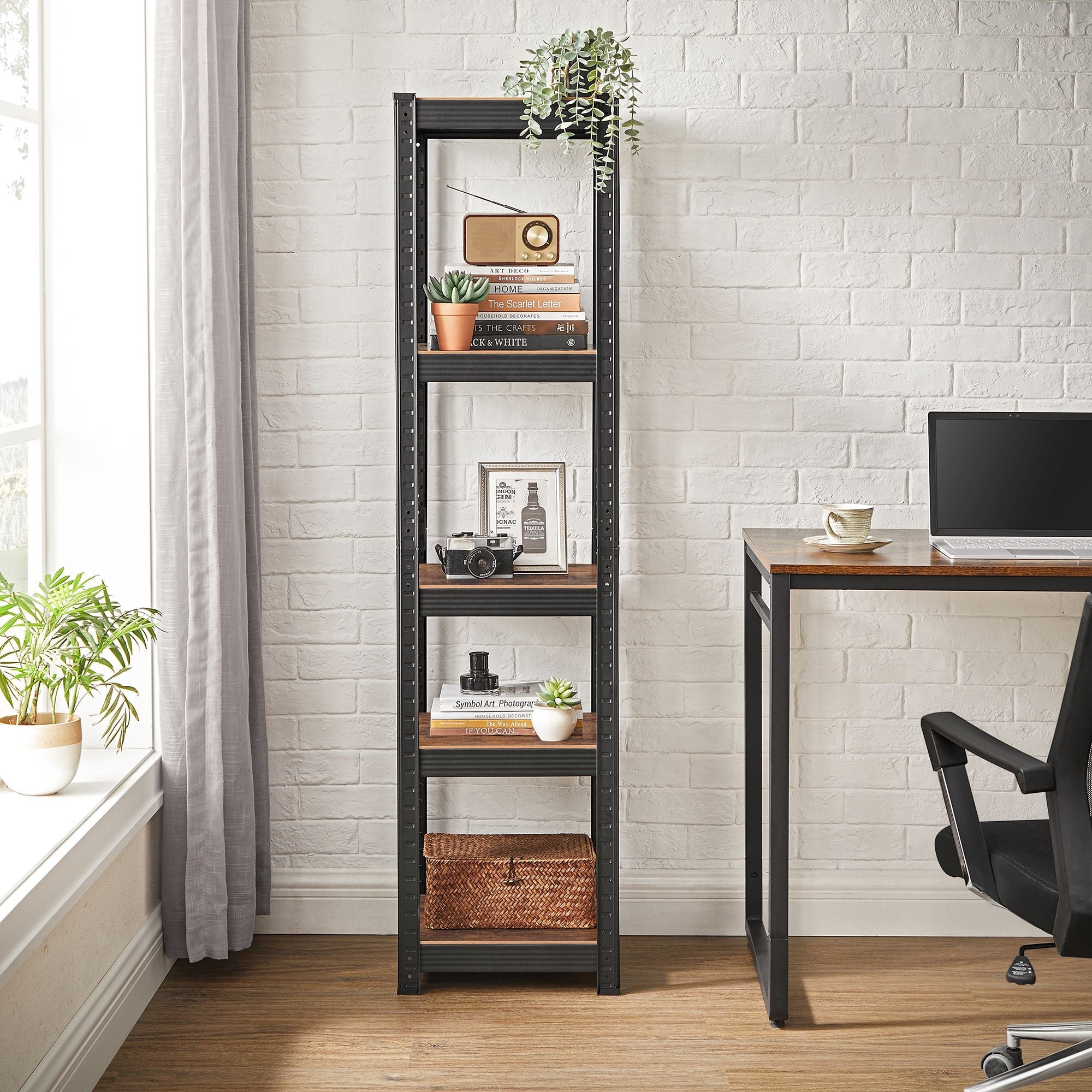 5-Tier Shelving Unit – Steel – Rustic Brown and Black – 400 kg Load Capacity