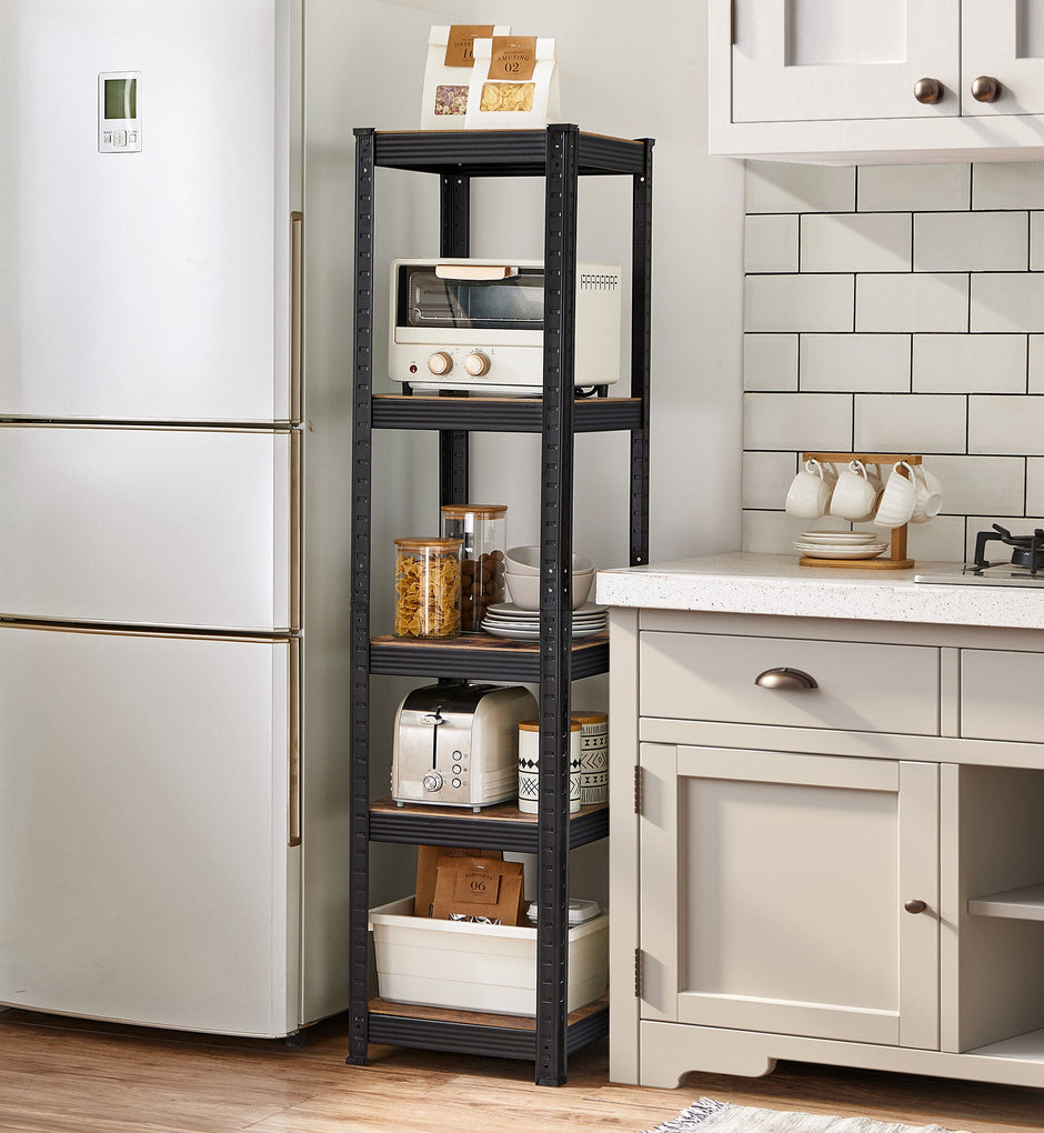 5-Tier Shelving Unit – Steel – Rustic Brown and Black – 400 kg Load Capacity