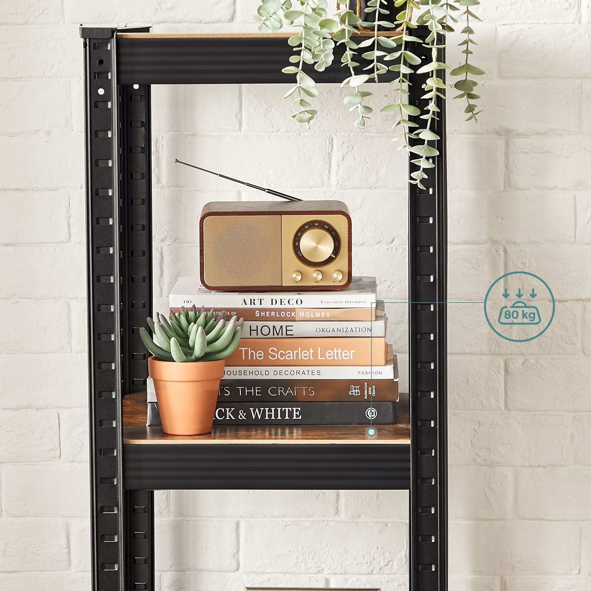 5-Tier Shelving Unit – Steel – Rustic Brown and Black – 400 kg Load Capacity