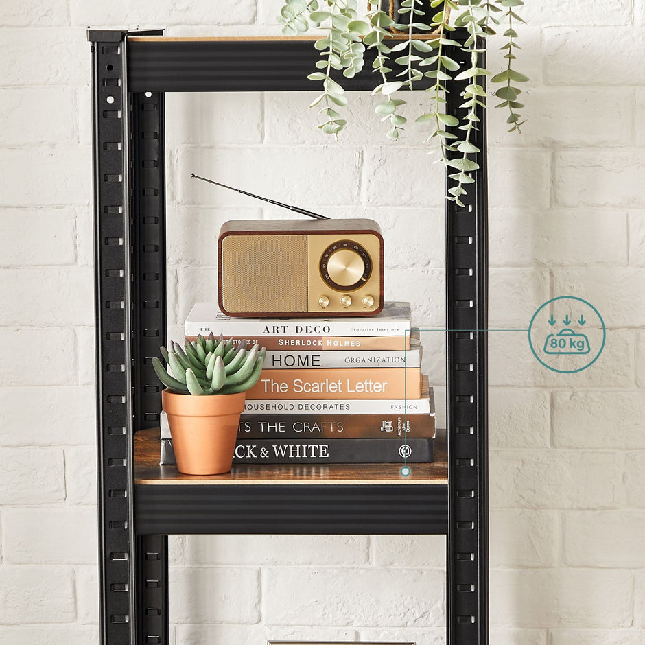 5-Tier Shelving Unit – Steel – Rustic Brown and Black – 400 kg Load Capacity