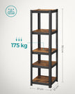 5-Tier Shelving Unit – Steel – Rustic Brown and Black – 400 kg Load Capacity