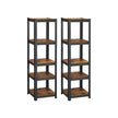 Set of 2 Industrial Shelving Units – Particle Board and Metal – Rustic Brown and Black – Adjustable Storage with 400 kg Load Capacity