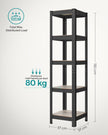 Shelving Unit – Metal and Wood – Greige and Black – Adjustable Storage with 400 kg Load Capacity