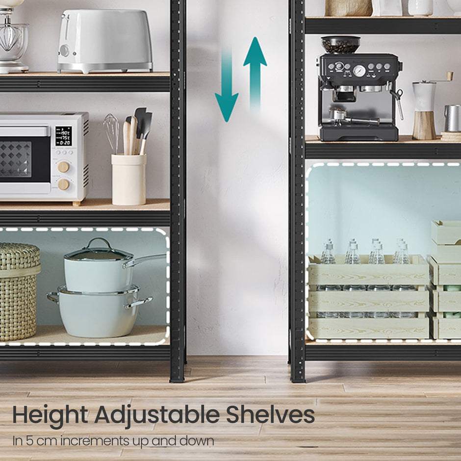 5-Tier Garage Storage Shelving – Metal – Black – Heavy-Duty Load Capacity