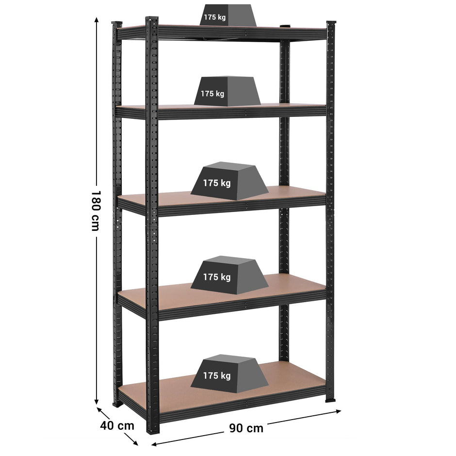 5-Tier Steel Shelving Unit – Steel – Silver – Adjustable Shelves, Max Load 875 kg