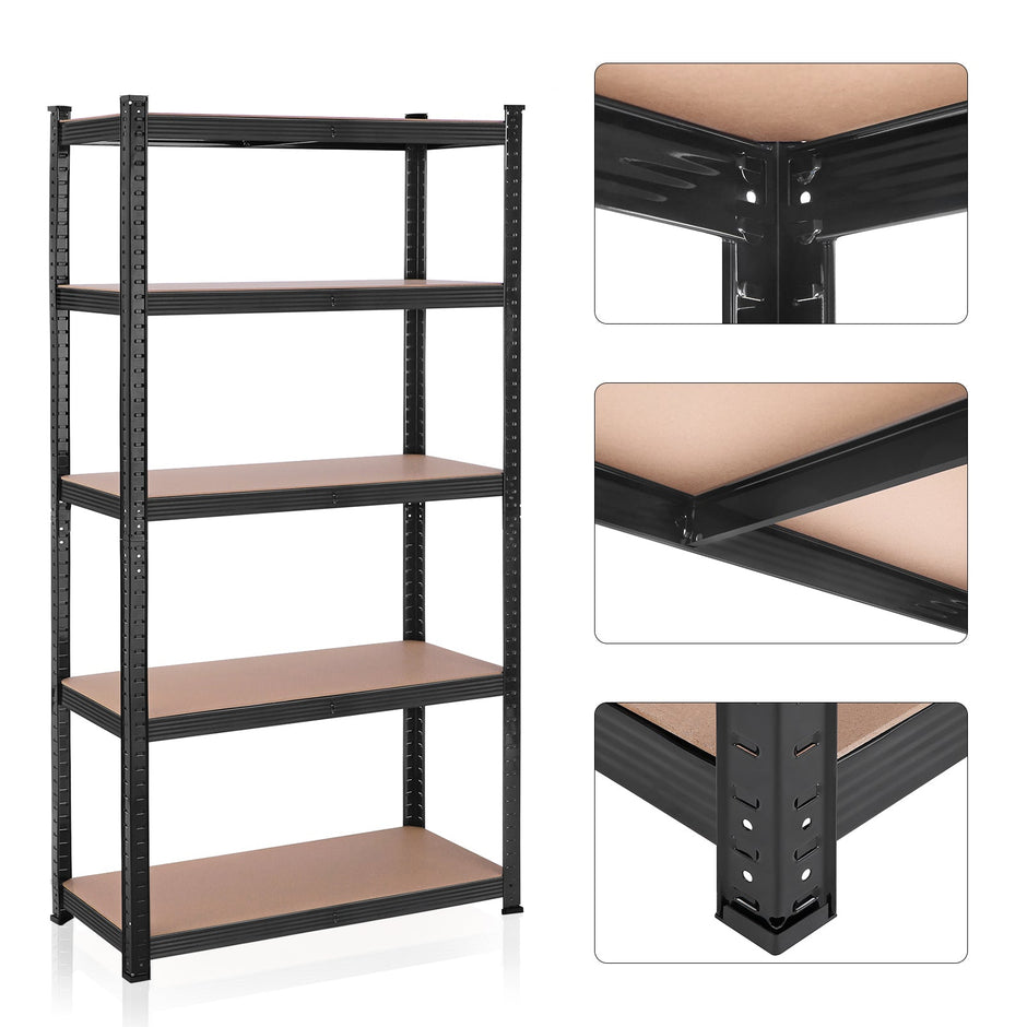 5-Tier Steel Shelving Unit – Steel – Silver – Adjustable Shelves, Max Load 875 kg