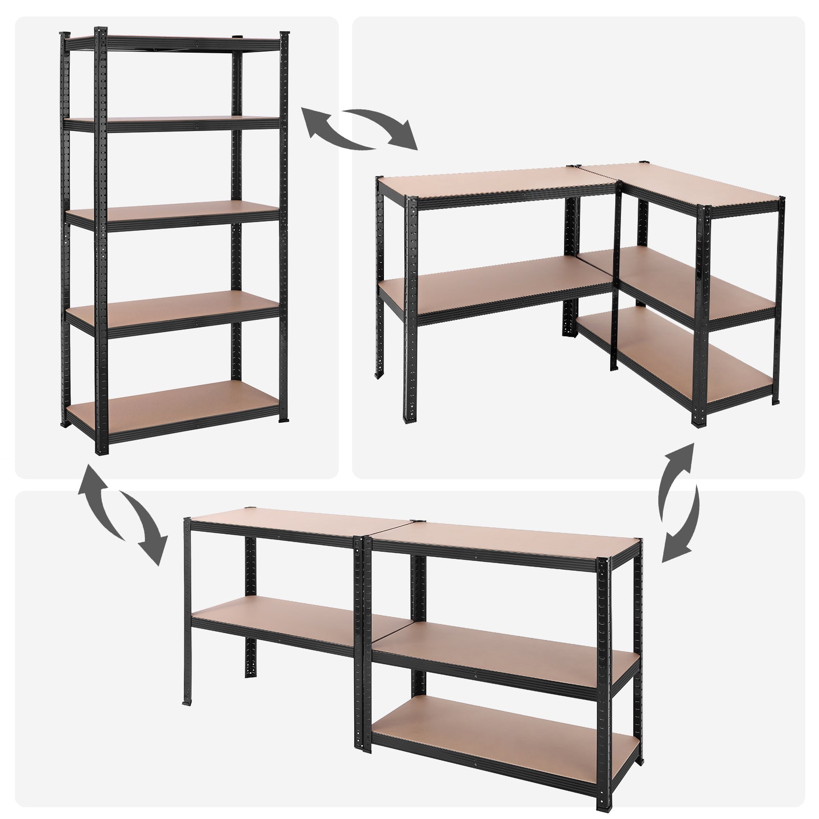 5-Tier Steel Shelving Unit – Steel – Silver – Adjustable Shelves, Max Load 875 kg